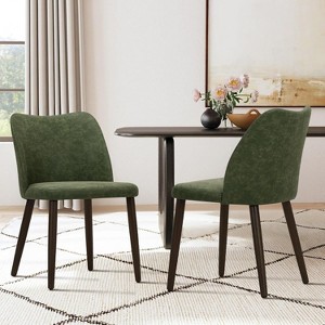Set of 2 Modern Upholstered Dining Chairs with Padded Seat and Wood Legs, Fabric Side Chairs for Kitchen, Dining Room, or Café - 1 of 4