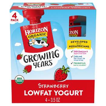 Horizon Organic Growing Years Low Fat Strawberry Kids' Yogurt with DHA Omega-3 and Choline - 4ct/3.5oz Pouches