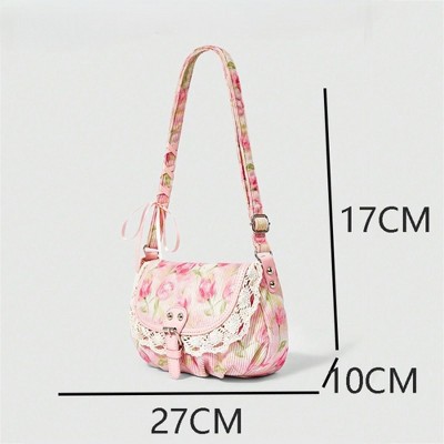 Сумки Alilang Vintage Lace Crossbody for Women, Adjustable Shoulder Purse with Buckle Flap - Pink — фото 2