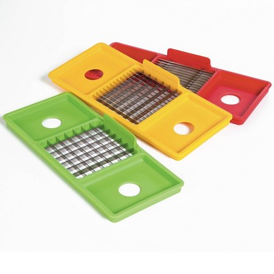 Multicolor Manual Fruit and Vegetable Chopper with 3 Blades