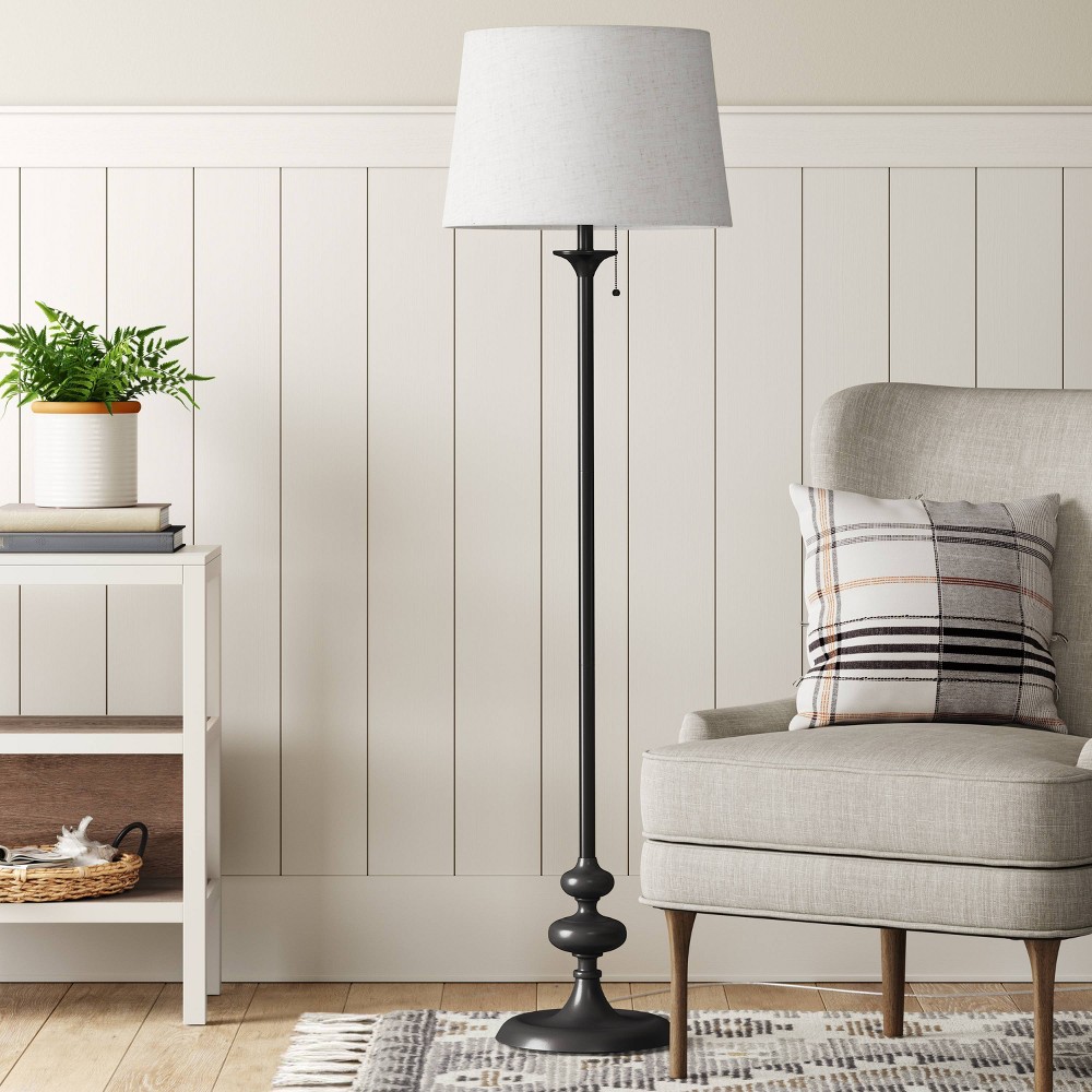 62.5"x16" Londonberry Stick Floor Lamp Black - Threshold™: Pull Chain, ETL Listed, Metal Base