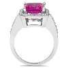Pompeii3 4 1/2ct Pink Topaz & Diamond Vintage Halo Engagement Ring White Gold - 3 of 4