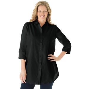 Woman Within Women's Plus Size Perfect Three Quarter Sleeve Shirt - 1 of 4
