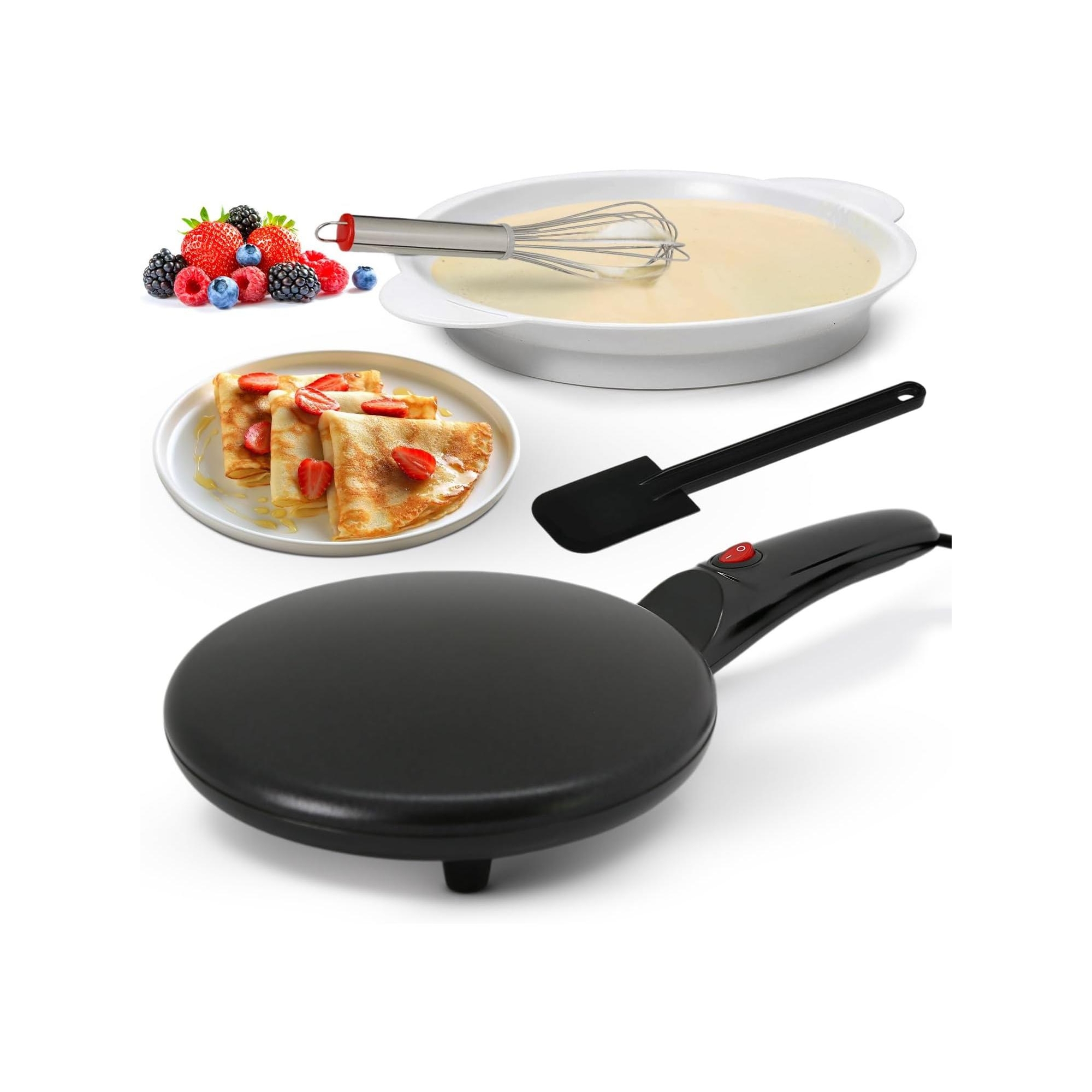 NutriChef Crepe Maker Hot Plate – Electric Griddle for Breakfast, Eggs, Crepes, and Pancakes - PKCRM08