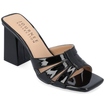 Journee Collection Womens Ellington Inset Covered Block Heel Slip On Sandals