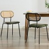 TYBOATLE Dining Chairs Set of 2, Mid-Century Modern Rattan Back Chairs with Black Faux Leather, Metal Legs, Boho Cane Chairs for Dining Room - 2 of 4