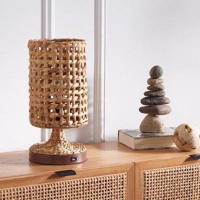 Natural Water Hyacinth Weave Table Lamp with USB Port