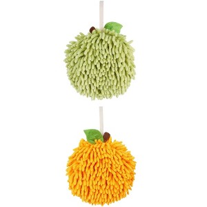REGALWOVEN 2 Pack Soft Absorbent Chenille Fuzzy Ball Hand Towels for Bathroom Home Decor 6" x 6" - 1 of 4
