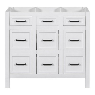 NicBex Bathroom Vanity without Sink,Multi-Functional Bathroom Sink Vanity with 2 Soft Close Doors and 4 Drawers,36" Bathroom Sink Cabinet,White