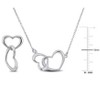 EVERLY JEWELRY | Silver Double Heart Charm Necklace and Drop Earrings set -17.5 in-Multiple Metal Color Option - 3 of 4