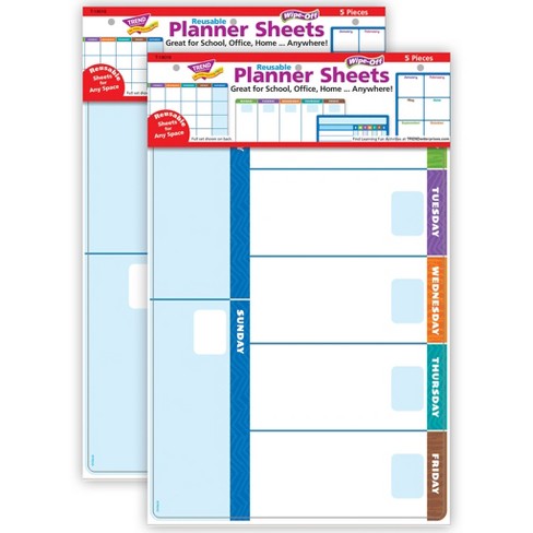 Trend Wipe-off Planner Sheets, 5 Per Set, 2 Sets : Target