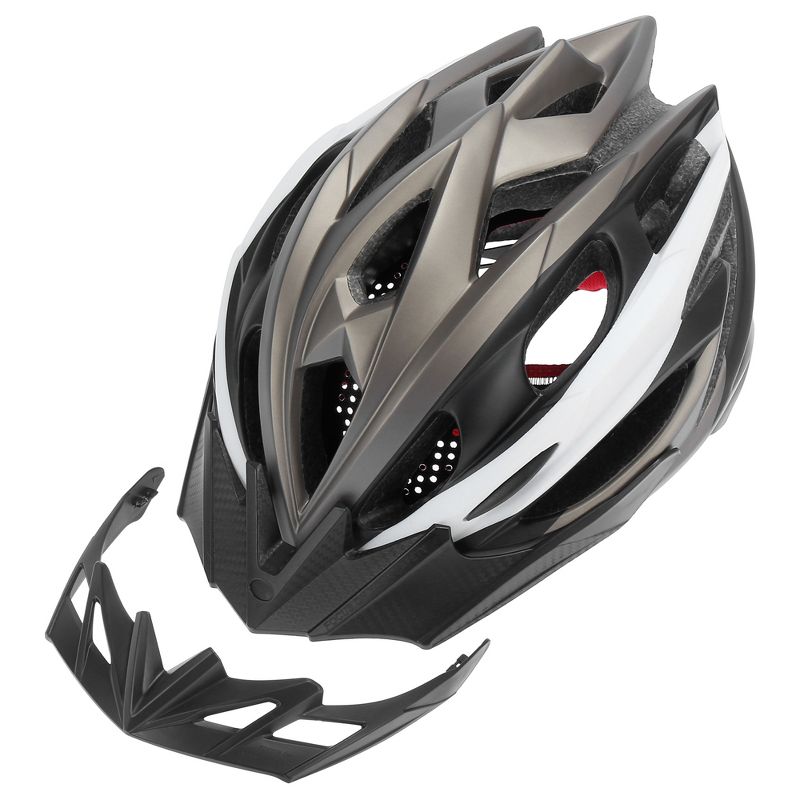 Unique Bargains Adult Moutain Bike Helmet Road Cycling Helmet with 2 Detachable Visors Rear Light 1 Pc, 1 of 6