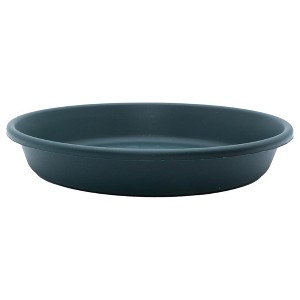 The HC Companies Classic Plastic 16" Round Plant Flower Pot Planter Deep Saucer Drip Tray for Indoor or Outdoor Settings, Fits 17" Pots, Evergreen - 1 of 4