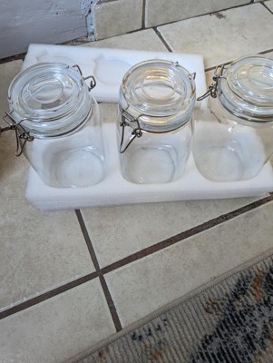 Tzerotone Glass flour Jars with Airtight Lids, 6 Pack Sugar and
