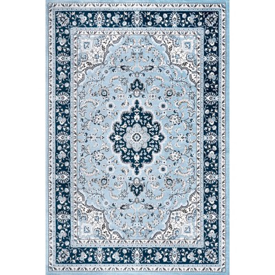 Reversible Blue/Navy Synthetic Rectangular Area Rug