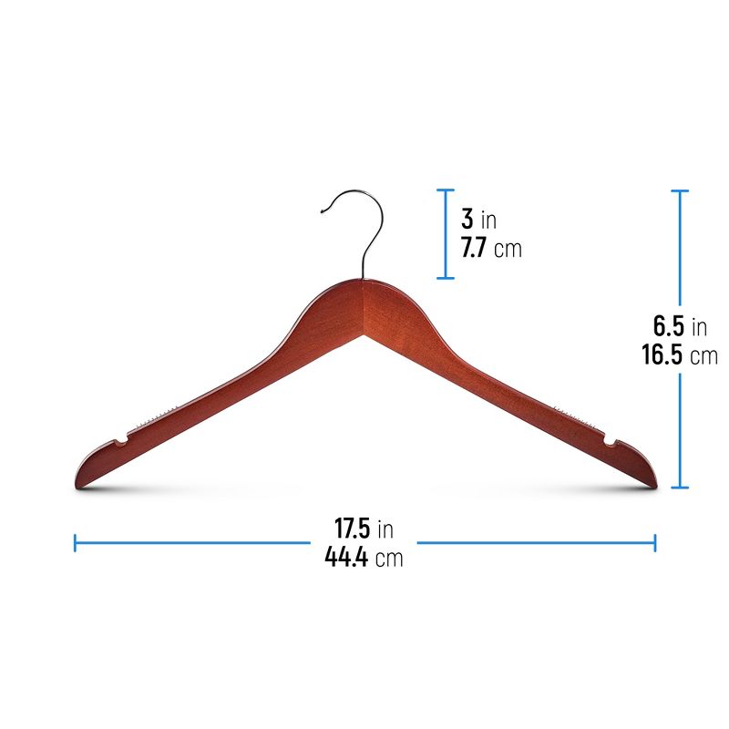 OSTO Premium Wooden Suit Hangers with Rubber Grips, Smooth Finish, Swivel Hook, Notches, and Nonslip Grip, 4 of 5