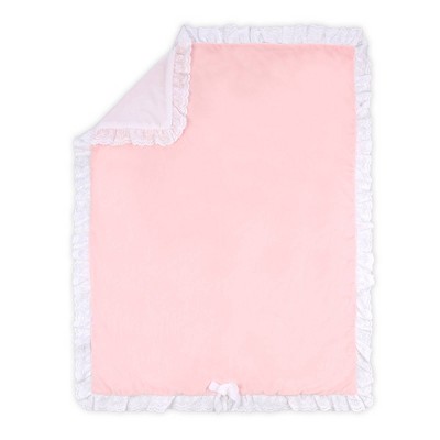 The Peanutshell Farmhouse Crystal Velour Soft Baby Blanket, Pink