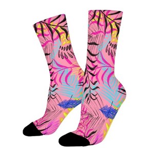 Colorful Leaf Women Printed Crew Socks Funny Funky Socks Soft Polyester Novelty Gifts for Artists Men - 1 of 1