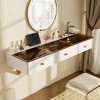 GO 47" Floating Shelf with Drawer, Multi-Purpose Wall-Mounted Vanity Table, Mounted Desk, Floating Table for Bedroom, Bathroom,  White and Golden - 2 of 4