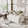 Modern Lounge Conversation Armrests Chair,Polyester Fabric Upholstered Armrests Chair,L Shaped Design Wooden Accent Armchair-Cuddlewood - 2 of 4