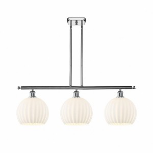 White Venetian - 3 Light Stem Hung Island In Modern Style-12.5 Inches Tall and 36.5 Inches Wide - 1 of 1