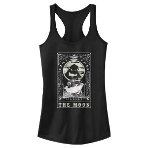 Juniors Womens The Nightmare Before Christmas Halloween Oogie Boogie and his Boys Moon Tarot Card Racerback Tank Top - 1 of 4