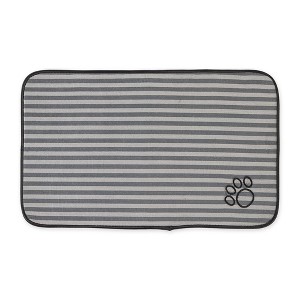 Bone Dry Large Gray Stripe Embroidered Paw Pet Mat - 1 of 4