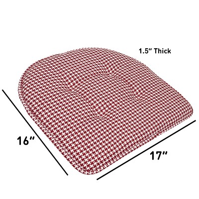 Red Houndstooth Memory Foam Dining Chair Cushions, Set of 6