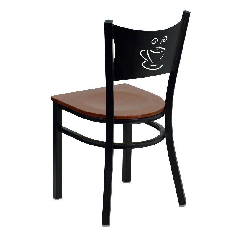 Flash Furniture Black Coffee Back Metal Restaurant Chair, 4 of 8