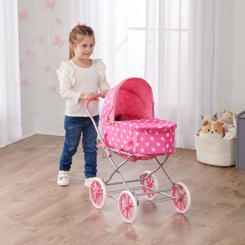 Badger Basket 3-in-1 Doll Carrier/Stroller - Pink & White Polka Dots, 2 of 12