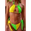 Sweet Like Candy 'Lemon Lime' Triple Crystal Contrast Halter Top Lemon Lime Small - 3 of 4