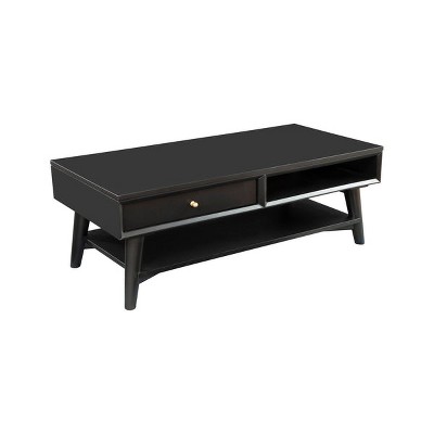 Mid-Century Modern Flynn Black Mahogany Coffee Table with Storage