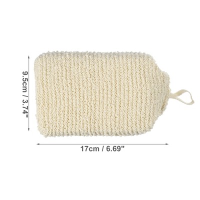 Beige Linen Fabric Sponge Brush for Bathroom 6.69"x3.74"x1.73"