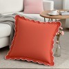 REGALWOVEN Cotton Modern Soft Cozy Throw Pillow Covers with Scalloped Wavy Edge Designs for Home Decor 18 x 18 Inch 2 Pcs - 2 of 4