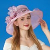 Anna-Kaci Women's Wide Brim Organza Dress Hat with Sheer Ribbon Floral Design for Formal Events and Sun Protection - 2 of 4