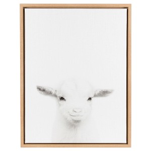24" x 18" Baby Goat Framed Kids' Canvas Art Natural: Animal Wall Decor, Polystyrene Frame, Vertical - Uniek - 1 of 3