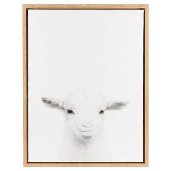 24" x 18" Baby Goat Framed Kids' Canvas Art Natural - Uniek
