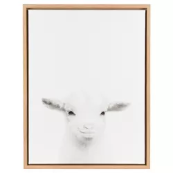 24" x 18" Baby Goat Framed Canvas Art Natural - Uniek