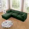 DOMETOUR Elegant Green Chenille L-Shaped 3-Seater Sofa with Storage Seat, Ottoman, Cylindrical Backrest & Armrests, Hidden Compartment - 2 of 4