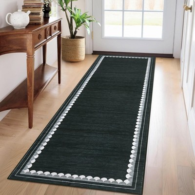 Area Rug for Living Room Scalloped Border Rug Washable Rugs Non Slip Stain Resistant