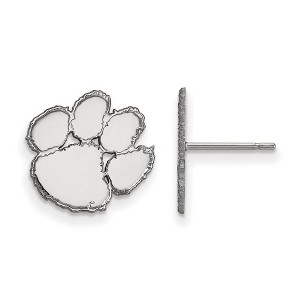 Black Bow Jewelry 14k White Gold Clemson Tigers NCAA Post Earrings - 1 of 3