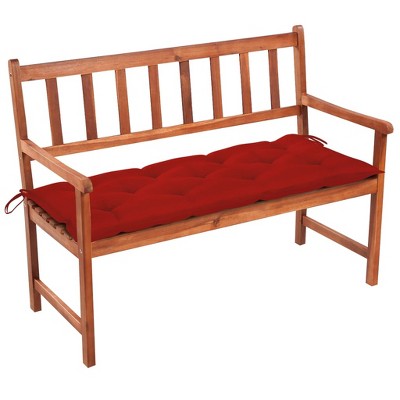 Garden Bench Wood brown with red cushion