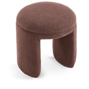 Meridian Furniture,Bowen Faux Shearling Teddy Fabric Ottoman/Stool - 1 of 4