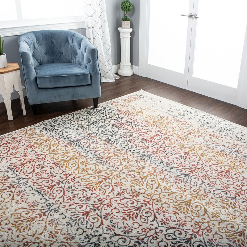 Modern Distressed Damask Casual Transitional Indoor Area Rug by Blue Nile Mills, 5 of 8