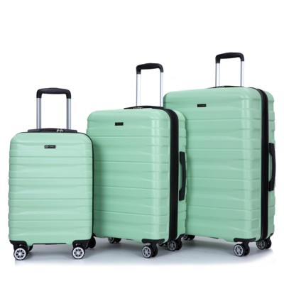 SEVOBAL Luggage 3 Piece Set PC Expandable Suitcase with TSA Lock and Double Spinner Wheels for Travel, Green, 20.47"*11.61"*30.71"