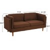 Storied Home Atley Modern Upholstered High Sided Sofa with Solid Wood Legs, Vintage Brown - 3 of 4
