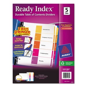 Avery Ready Index Customizable Table of Contents Multicolor Dividers 5-Tab Letter 11131 - 1 of 4