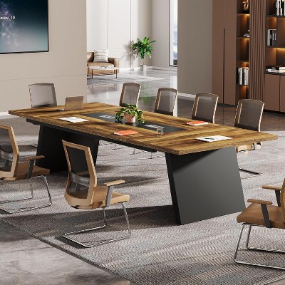 Tribesigns Modern 8ft Conference Table, Meeting Room Table with Cable Management, Large Business Seminar Furniture for Boardroom