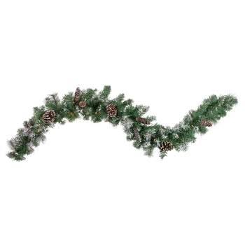Northlight Pre-Lit Battery Operated Pine Cone Artificial Christmas Garland - 6' x 9" - Cool White LED Lights