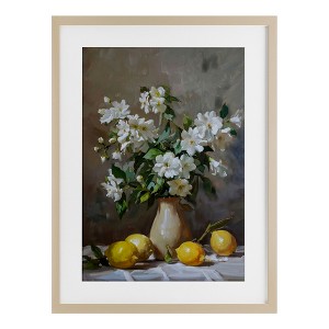 Stupell Industries Floral Lemons Still Life Framed Print Under Glass, Brown, 14" x 20" - 1 of 4